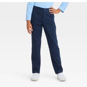 Boys skinny Fit Uniform Dress Pants Cat & Jack Navy Blue 8 Husky NWT